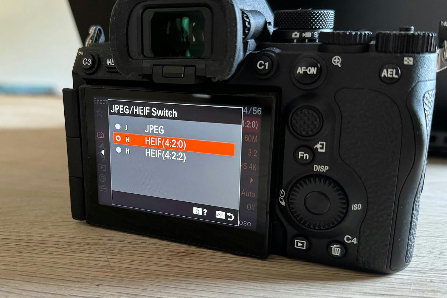 heif Menu i systemkamera